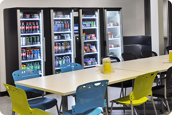 vending machines in a break room
